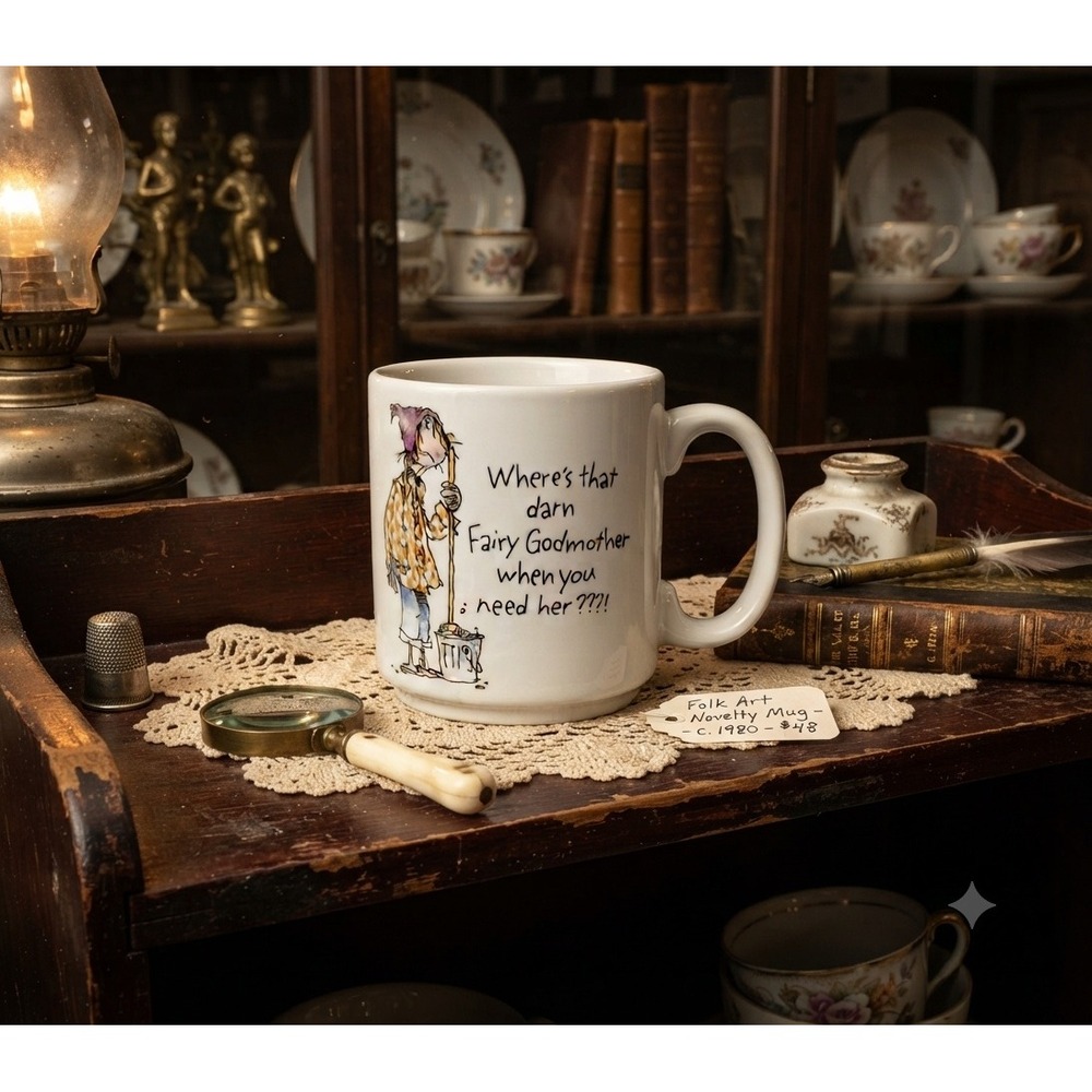 Vintage 1993 Current Inc Fairy Godmother Novelty Coffee Mug Folk Art 21740-1